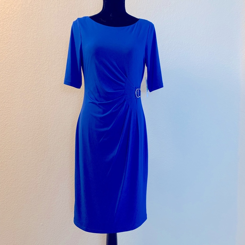 Royal blue cocktail dress with sleeves - Picture 1 of 6
